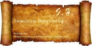 Ivanicza Henrietta névjegykártya